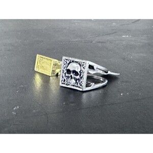 Poison Skull Ring Mens size 9 Biker Rock Gothic Witch Dark Silver Gold Tone